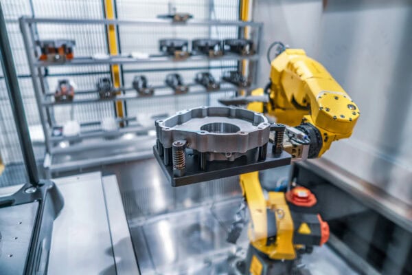 Roboter in der Bearbeitung einer Eisengießerei